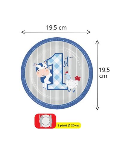 Piatti Farmhouse Boy Fattoria Primo Compleanno Bambino Piattini