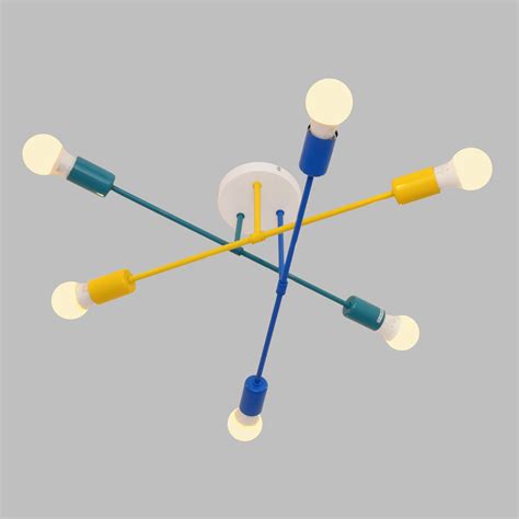 Cambridge Ceiling 6 Bulb Yellow Turquoise Blue Lights Co Uk