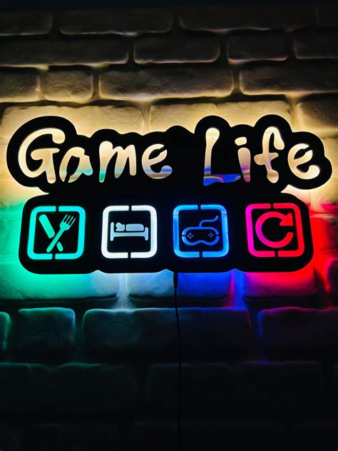 Game Life LED Sign, Vibrant Gamer Decor, Playful Gaming Room Light
