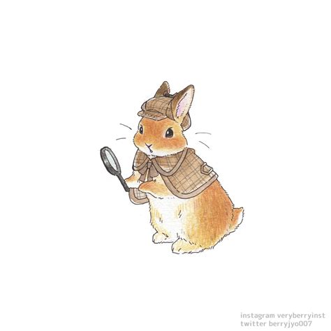 「うさぎ探偵社お困りごとなら当社におまかせお鼻をひくひくしている間に解決むむ」veryberry うさぎ星さん48 9出展のイラスト
