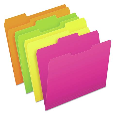 Pendaflex 40523 13 Cut Tab Letter Size Glow File Folders Assorted