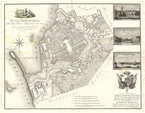 Pianta Topografica Della Citt Porto E Adiacenze Di Livorno Estratta