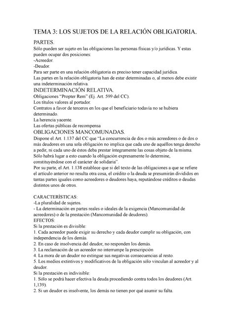 TEMA 3 Apuntes Tema 3 los sujetos de la relación obligatoria TEMA