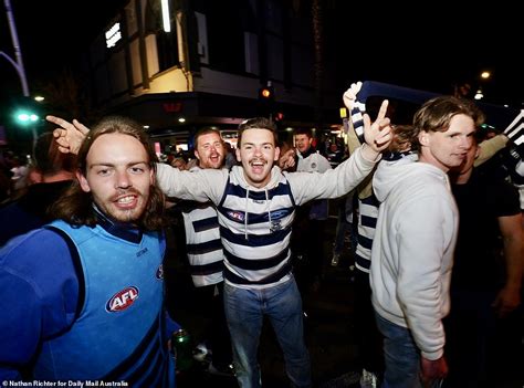 2022 Afl Grand Final Geelong Fans Celebrate Into The Night As Swans