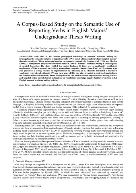 Pdf A Corpus Based Study On The Semantic Use Of Reporting Verbs In