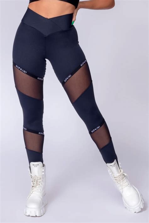 Legging Aesthetic Fitness Preta Recortes Em Tule 3339263 Hipkini Em