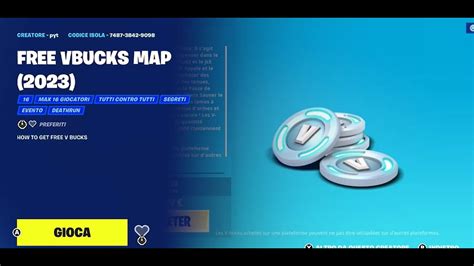 FREE V BUCKS MAP 2023 FORTNITE FUNZIONA DAVVERO YouTube