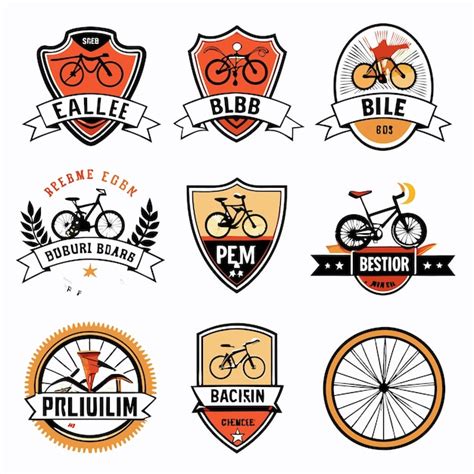 Vintage Bicycle Club Logos Custom Cycling Badges And Bike Icons For