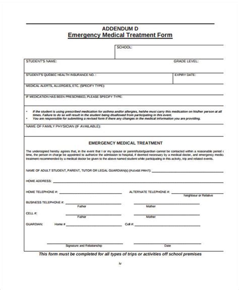 Free Emergency Release Form Samples Pdf Ms Word Google Docs