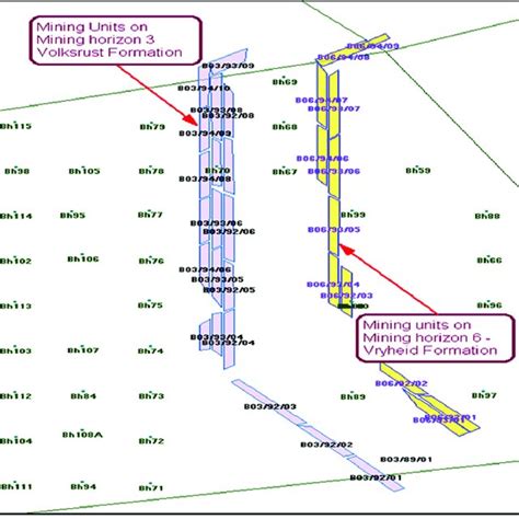locality map illustrating  respective mining strips mining units
