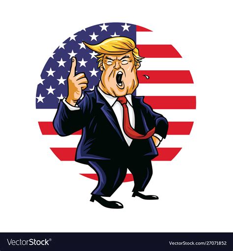 Donald trump shouting cartoon american flag Vector Image