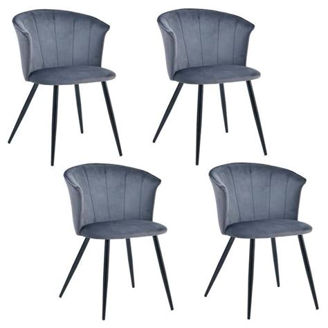 Meubles Cosy Lot De Chaises Salle Manger Si Ge En Velours Gris