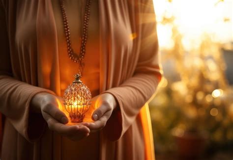 Premium Photo A Person Holding A Rosary In Front Of Light