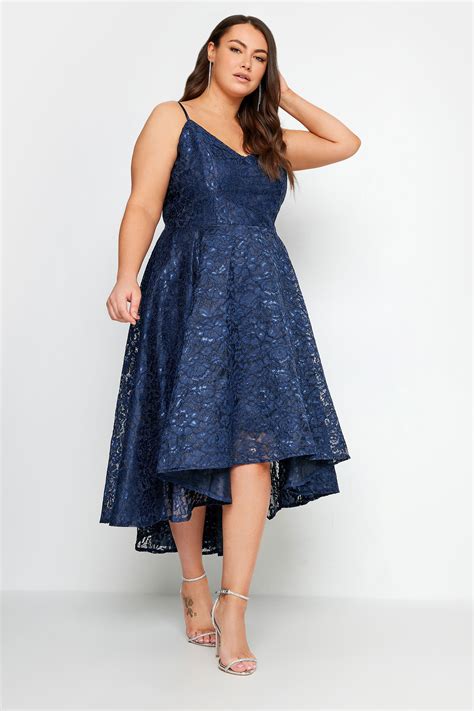 Yours London Plus Size Navy Blue Lace Midi Dress Yours Clothing