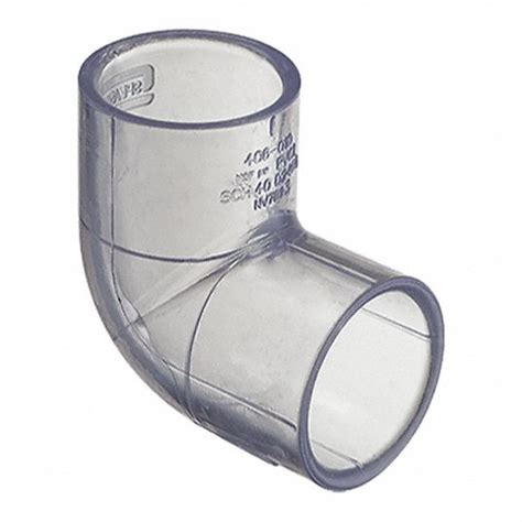 Harvel Clear Pvc Elbow 90 Degrees Solvent X Solvent 2 In Pipe Size Pipe Fitting 2cex8