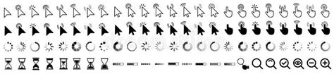 Set Of Flat Cursor Icons In Hand And Arrow Form Mouse Click Cursor Set