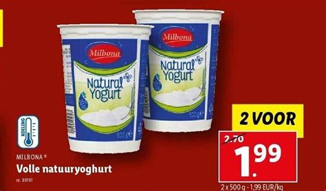 Milbona Volle Natuuryoghurt Promotie Bij Lidl