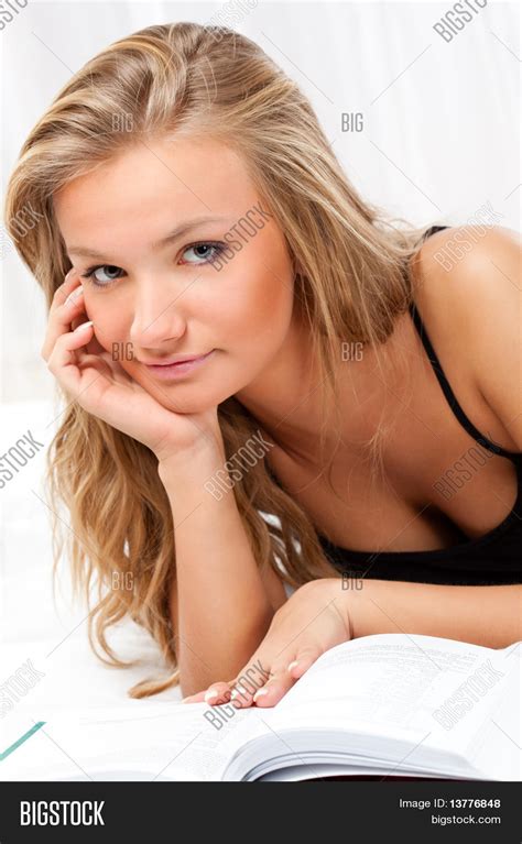 Blonde Woman Laying On Image Photo Free Trial Bigstock