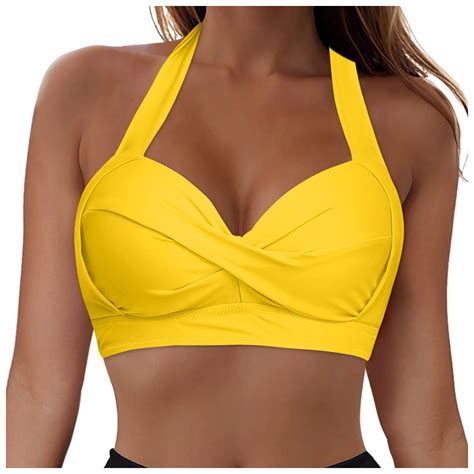 Siilsaa Bikini Top Women S Cut Out Tie Knot Halter Swimwear Bikini Top