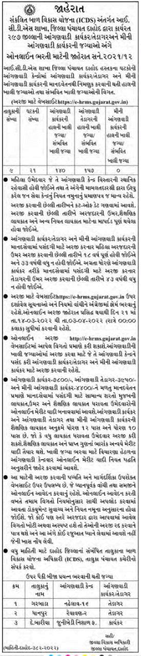 Gujarat Anganwadi Bharti 2022 E Trick Gujarati