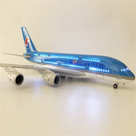 Kore havayolları A380 ses kontrolü Metal uçak 46cm Diecast minyatür