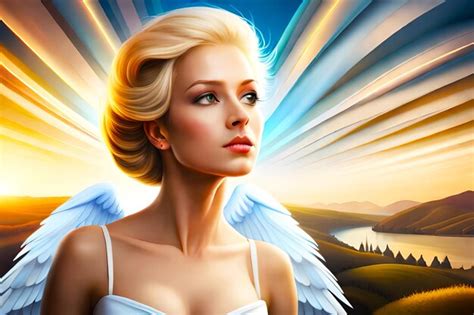 Premium Ai Image D Cartoon Portrait Of An Angelic Figure Radiating