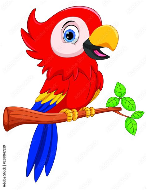 Vector Illustration Of Cute Parrot Cartoon Isolated On White Background Stock Vector Adobe Stock