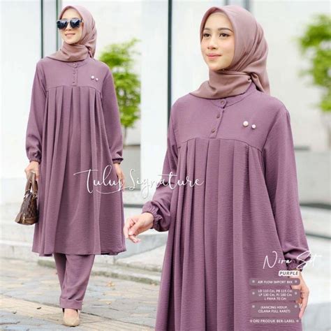 Jual SIZE JUMBO NIRA SETCEL LONG TUNIK CELANA Bahan CRINKLE SETELAN