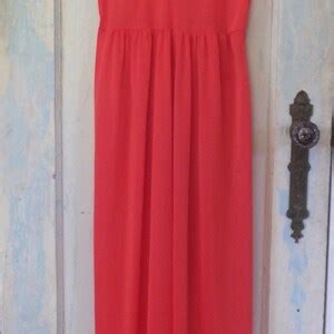Vintage Red Nightgown Peignoir Lingerie Floor Length Maxi S S Etsy