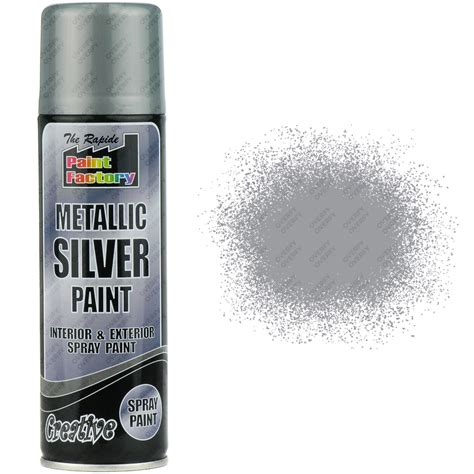 4 x Metallic Silver Spray Paint Interior & Exterior Spray Aerosol Can ...