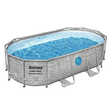 Bestway Power Steel Swim Vista Above Ground Outdoor Swimming Pool Set