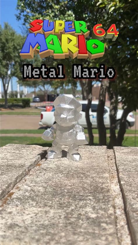 Super Mario 64 Metal Mario 3d Printed Model Figure Etsy