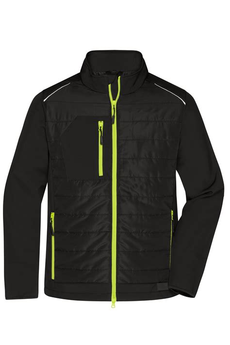 Men Mens Hybrid Jacket Black Neon Yellow Daiber