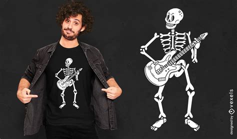 Skeleton Playing Electric Guitar T Shirt Design Vector Download