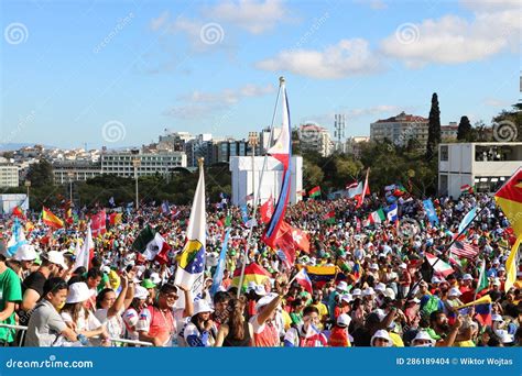 Youth Attending the 2023 World Youth Day in Lisbon, Portugal Editorial ...