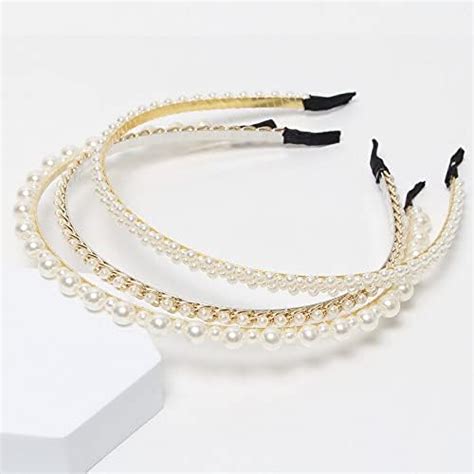 4pcs Pearl Headbands For Women Hair Bands Rhinestone