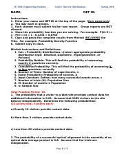 IE3320 Spring 2018 Assignment 2 Discrete Probability Distributions Lab