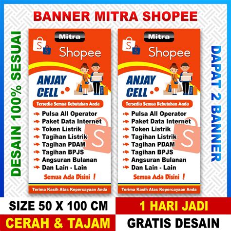 Jual Banner Spanduk Shopee Olshop Paket 2 Banner Shopee Indonesia