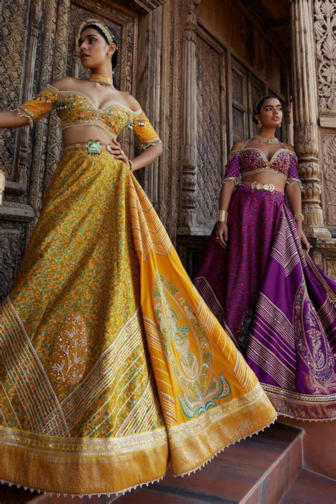 Buy Aditi Gupta Purple Floral Print Jamawar Lehenga Set Online Aza