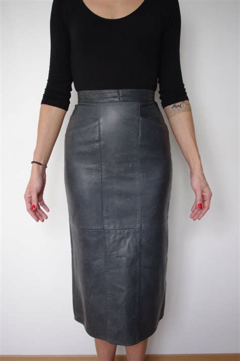 Womens Vintage Leather Skirts Mini Midi And Maxi Blue 17 Vintage