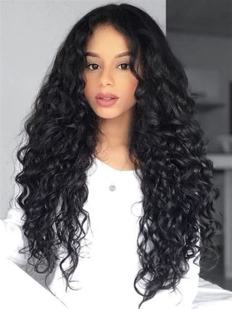 Black Full Lace Long Curly 100% Human Hair Wigs New Design, 100% Human ...