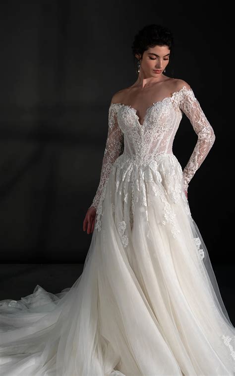 Lace Ballgown Wedding Dress With Long Sleeves Style 1822