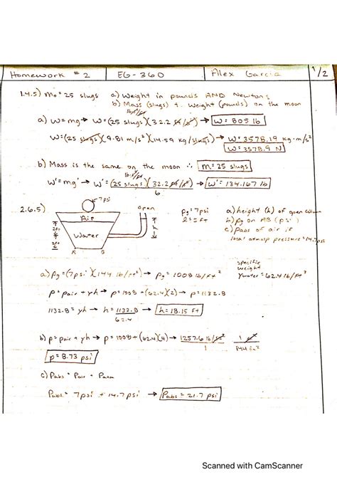 Fluid Mechanics Homework 2 Eg 360 Studocu