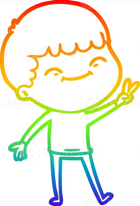 Rainbow Gradient Line Drawing Cartoon Happy Boy 40696432 Png