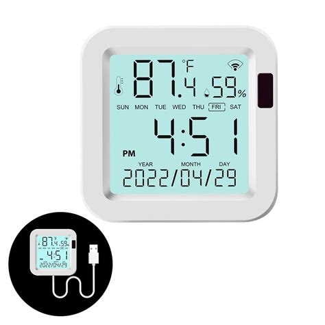 Cogfs WiFi Smart Temperature Sensor Humidity Detector Hygrometer Thermometer, Temperature ...