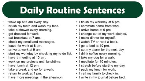 Daily Routine Sentences In English Pdf