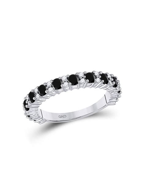 Kt White Gold Womens Round Black Color Enhanced Diamond Wedding Band