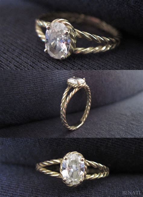 Diamond Twisted Rope Engagement Ring Oval Diamond Engagement Etsy