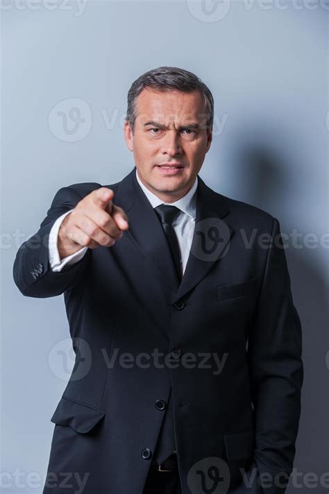 Angry Boss Furious Mature Man In Formalwear Pointing You While