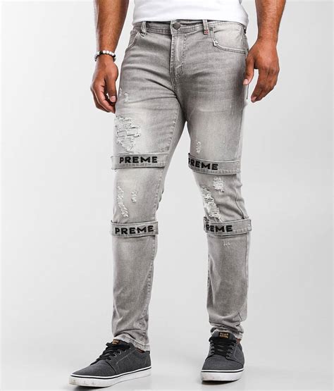 Preme Berlin Skinny Stretch Jean Mens Jeans In Berlin Grey Buckle